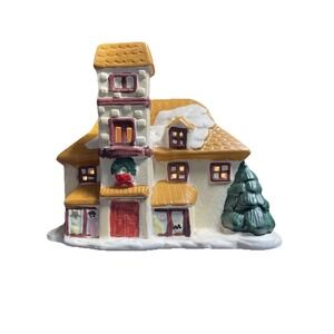 Vintage Hand Painted Ceramic Lighted House Christmas Liberty Bell